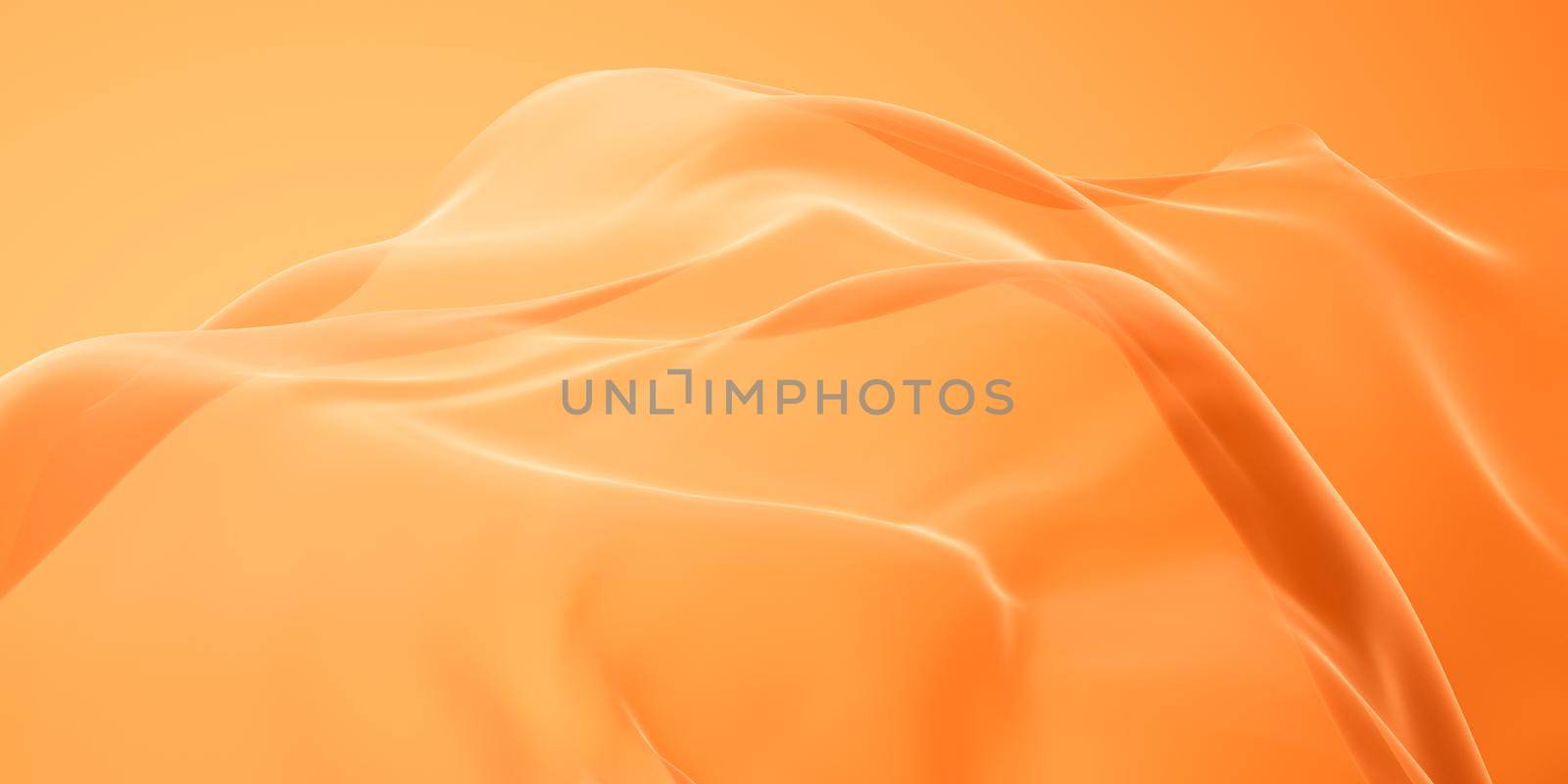 Flowing orange cloth background, 3d rendering. Computer digital drawing.