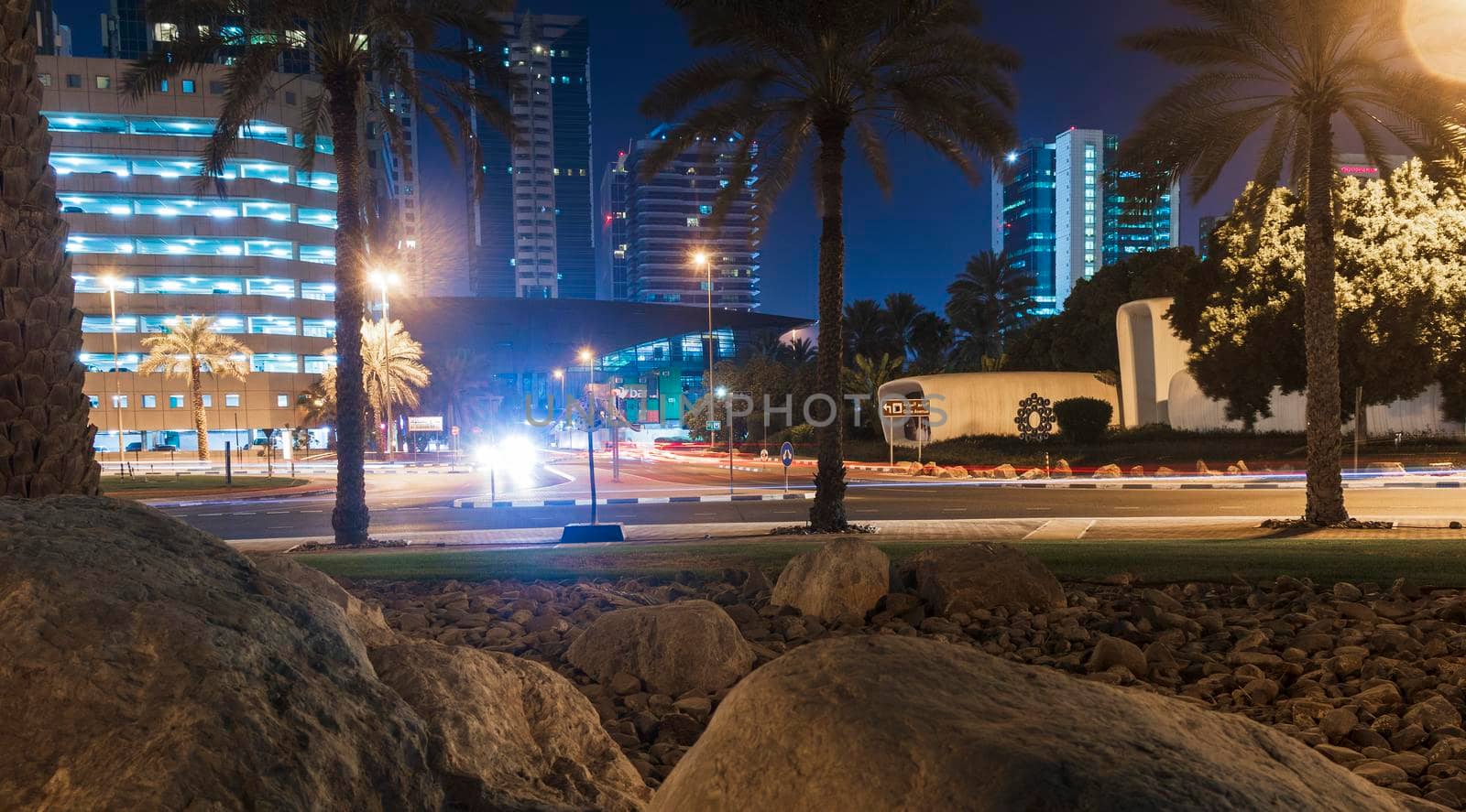 Dubai, UAE - 05.28.2021 Shot of a Shot of a first 3d printed building at night.