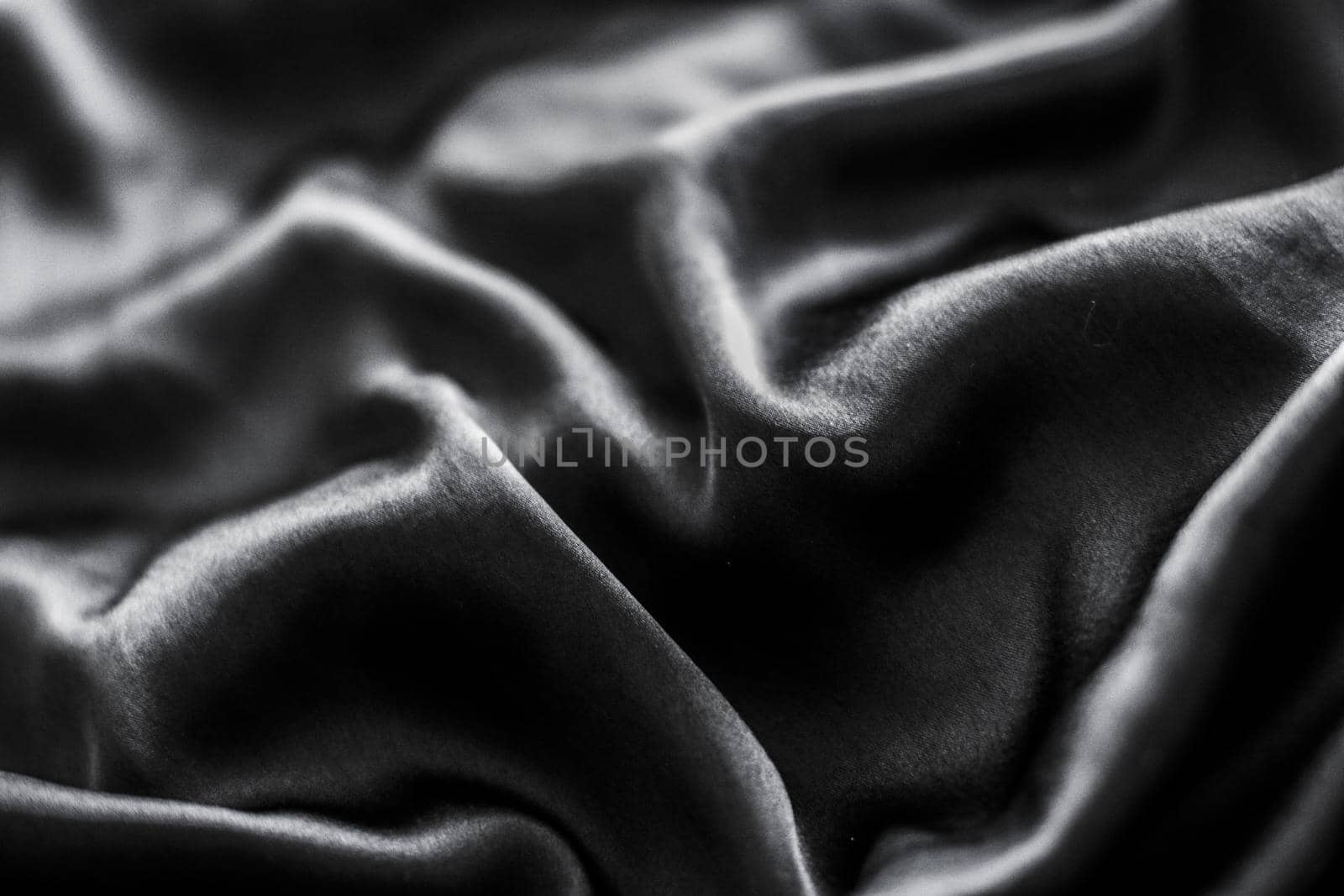 Fashion brand, elegant fabric and luxe beauty concept - Luxury black soft silk flatlay background texture, holiday glamour abstract backdrop