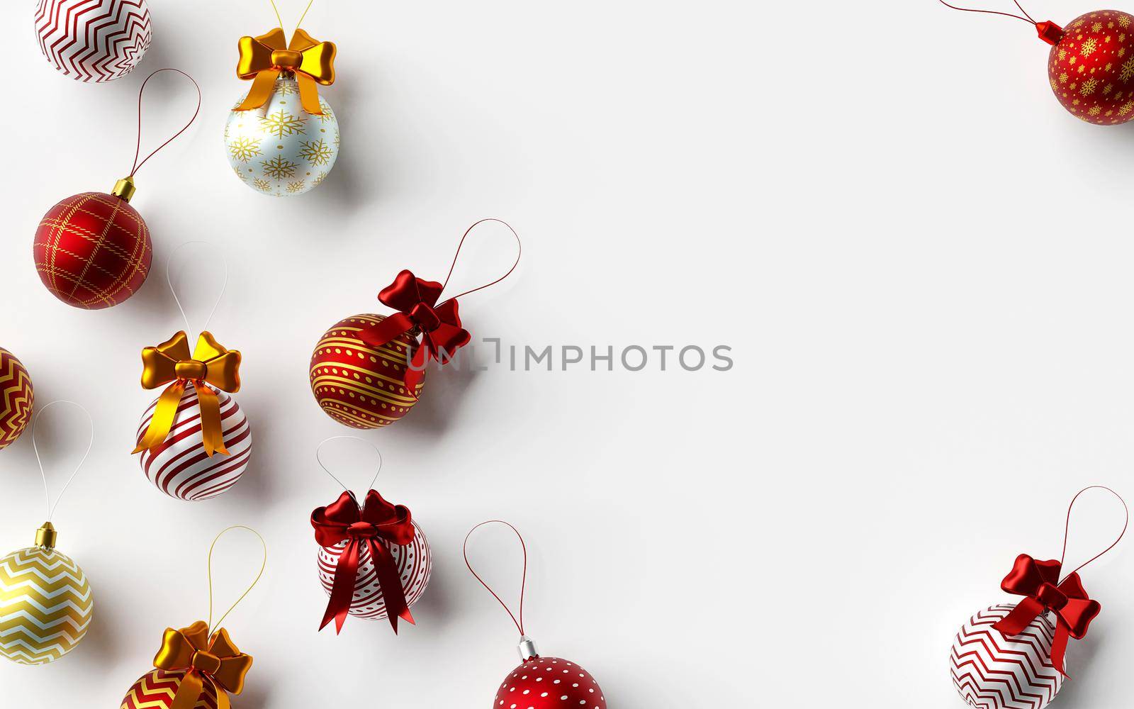 Christmas background of Christmas ball on a white background, 3d rendering by nutzchotwarut