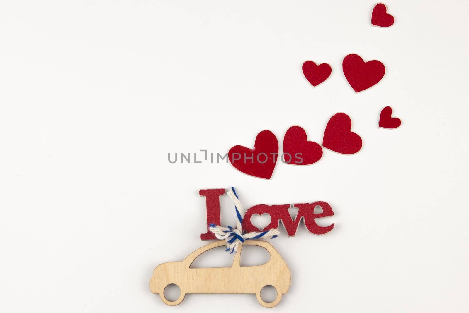 Valentine day background with red hearts, top view by inxti