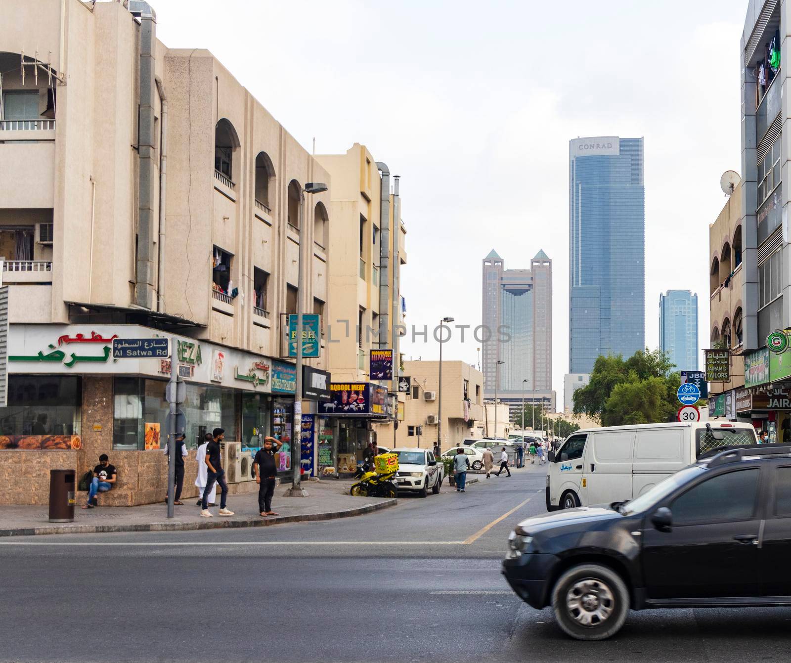 Dubai, UAE - 12.22.2021 - Busy streets of Satwa area.