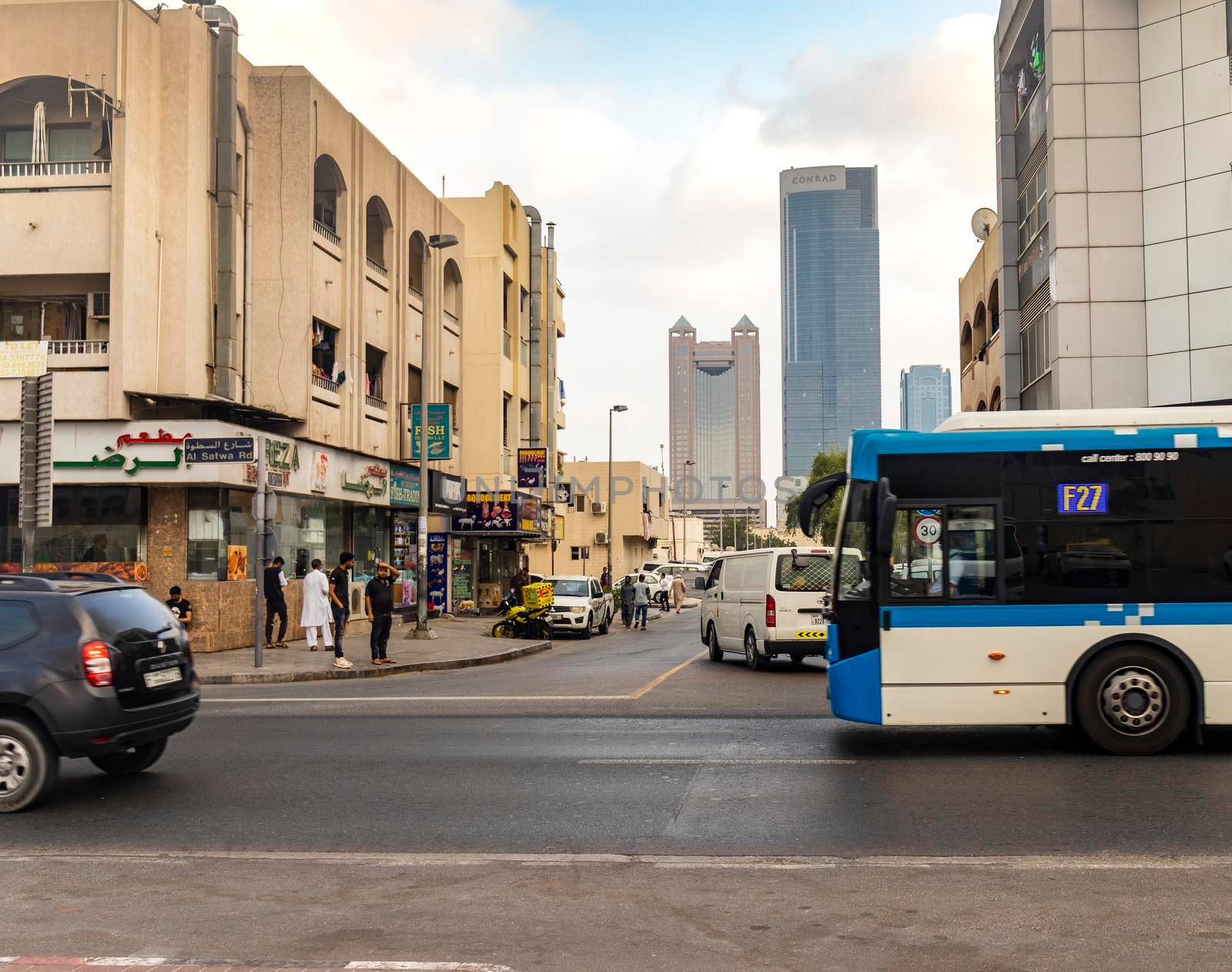 Dubai, UAE - 12.22.2021 - Busy streets of Satwa area.