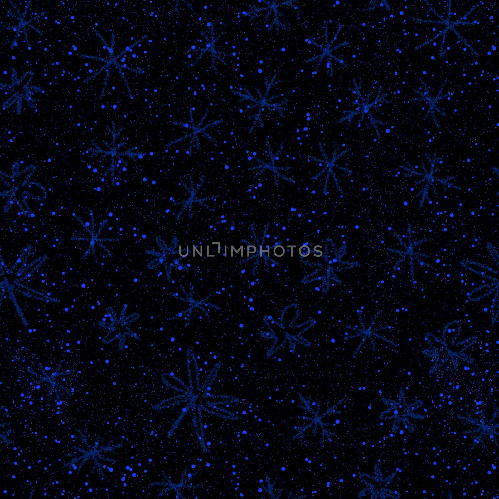Hand Drawn Snowflakes Christmas Seamless Pattern. Subtle Flying Snow Flakes on chalk snowflakes Background. Actual chalk handdrawn snow overlay. Gorgeous holiday season decoration.