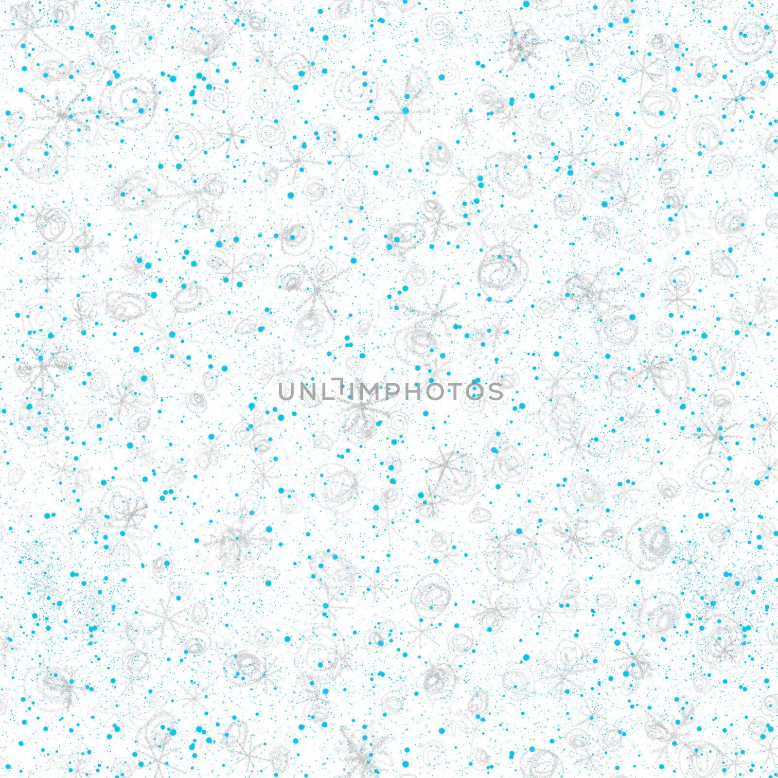 Hand Drawn Snowflakes Christmas Seamless Pattern. Subtle Flying Snow Flakes on chalk snowflakes Background. Amusing chalk handdrawn snow overlay. Resplendent holiday season decoration.
