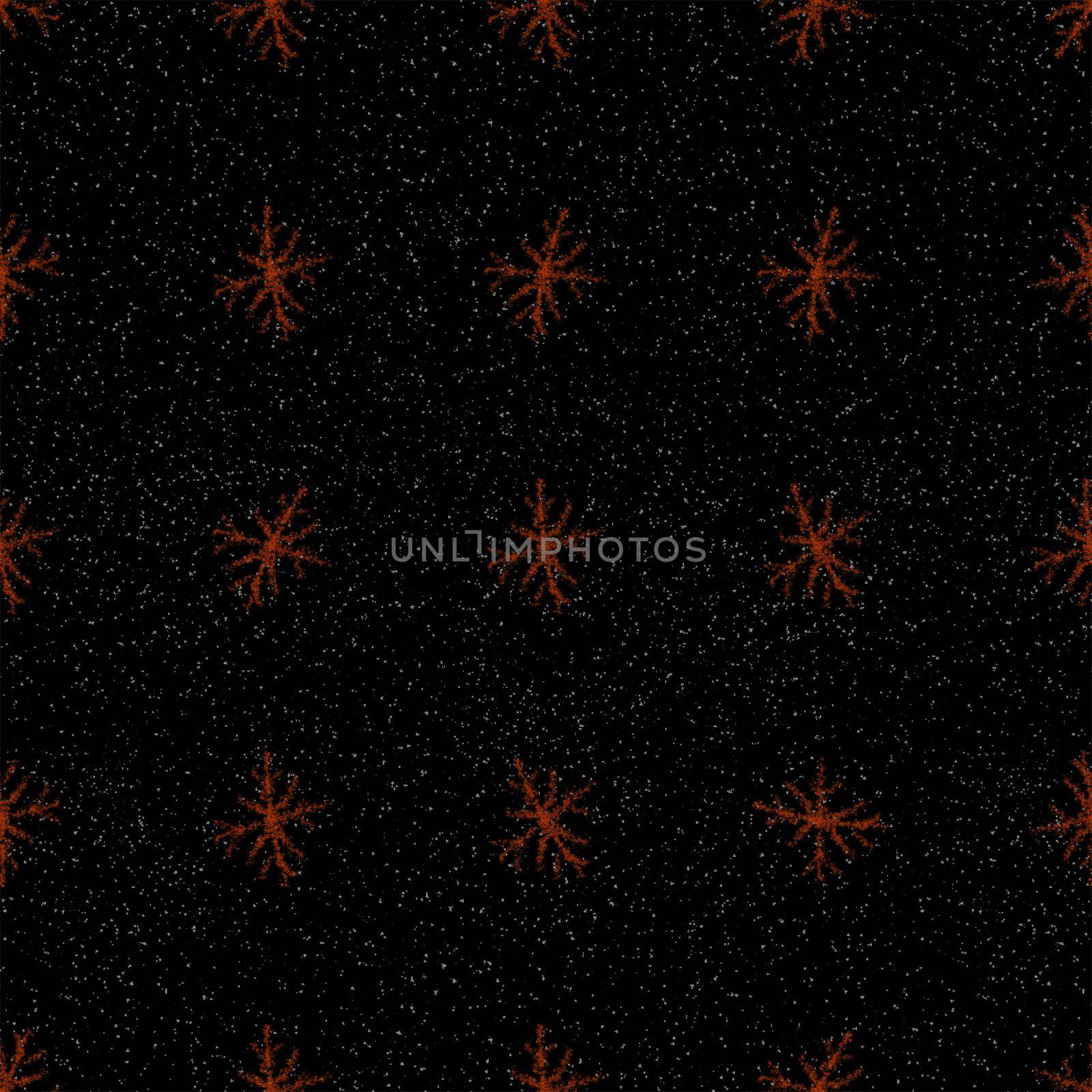 Hand Drawn Snowflakes Christmas Seamless Pattern. Subtle Flying Snow Flakes on chalk snowflakes Background. Appealing chalk handdrawn snow overlay. Flawless holiday season decoration.