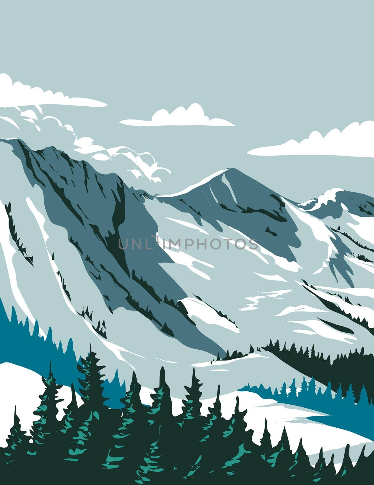 Alta Ski Area in the Wasatch Mountains in Salt Lake County Utah WPA Poster Art by patrimonio