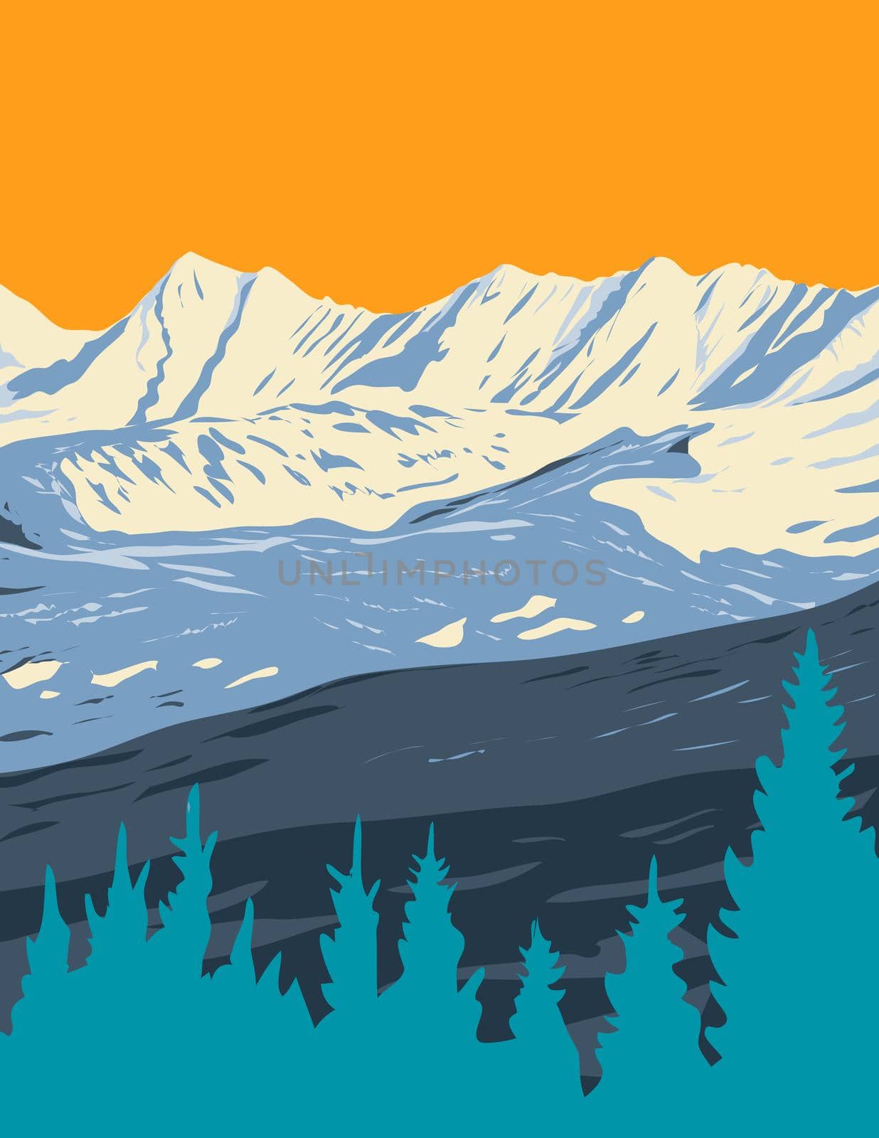 Vail Mountain Ski Area Located in Vail Colorado WPA Poster Art by patrimonio
