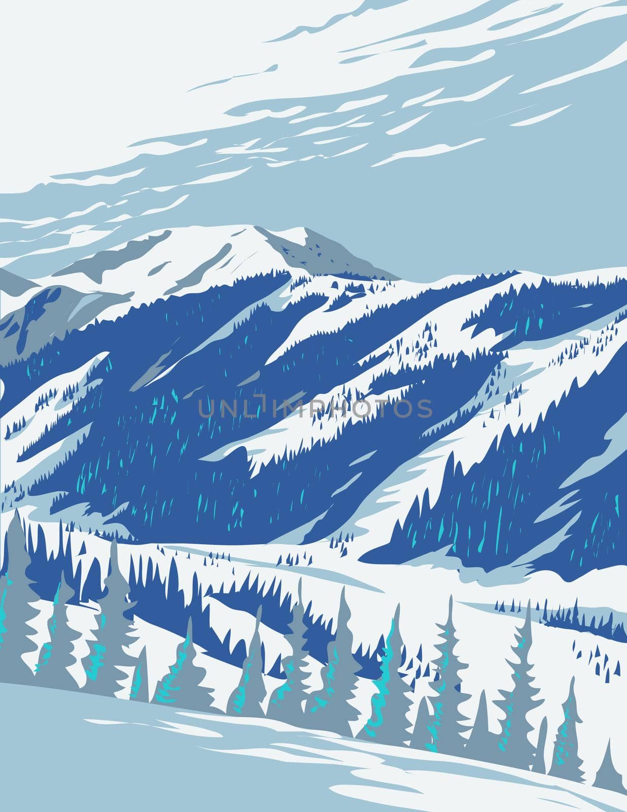 Taos Ski Valley Viewed from Wheeler Peak in Taos County New Mexico WPA Poster Art by patrimonio