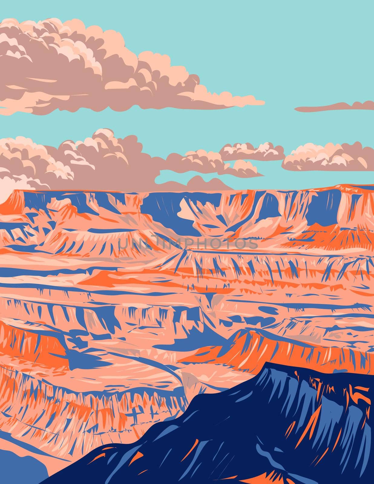 Grand Canyon National Park Carved by the Colorado River in Arizona USA WPA Poster Art by patrimonio