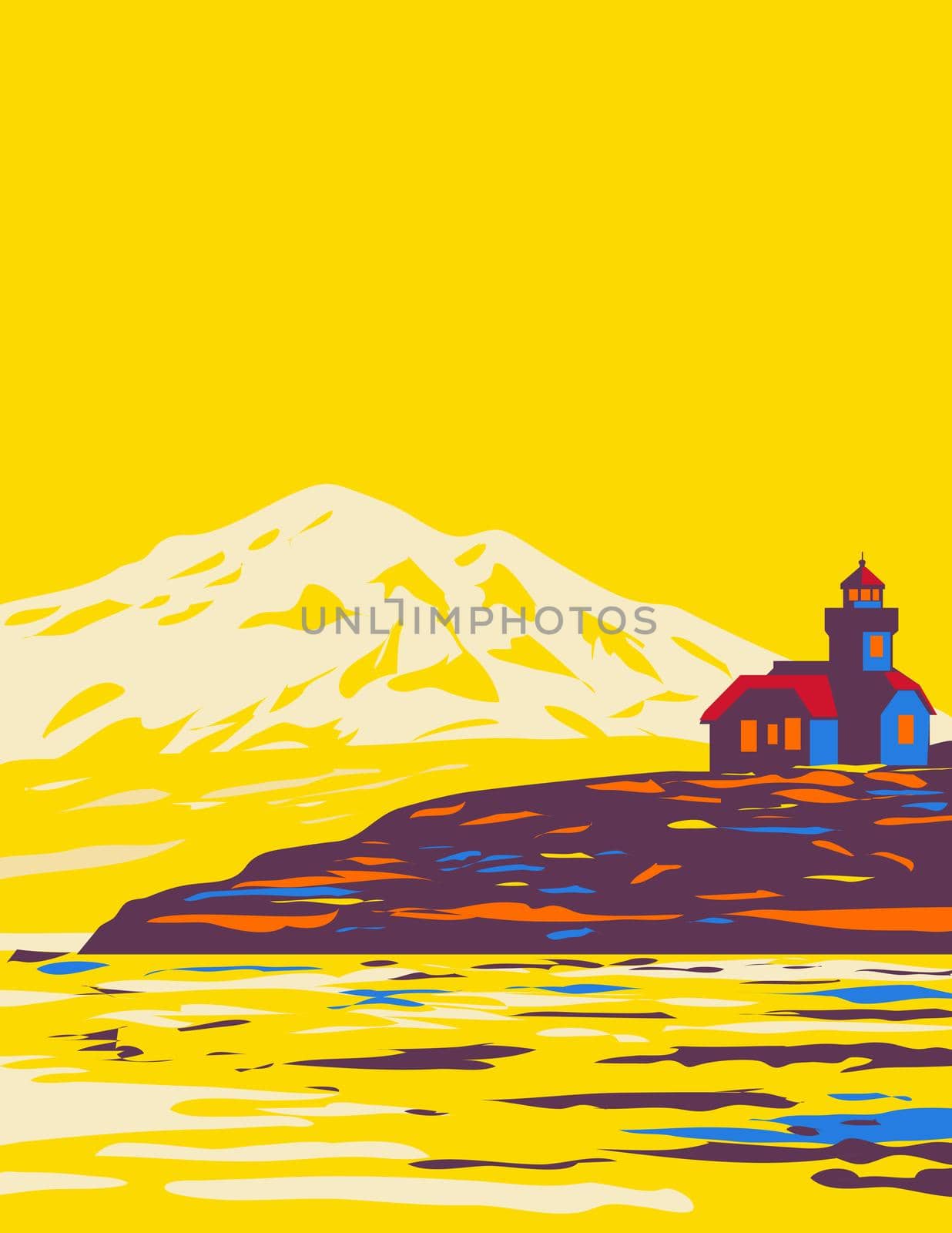 San Juan Islands Archipelago in Pacific Northwest Between Washington State and Vancouver Island Canada USA WPA Poster Art  by patrimonio