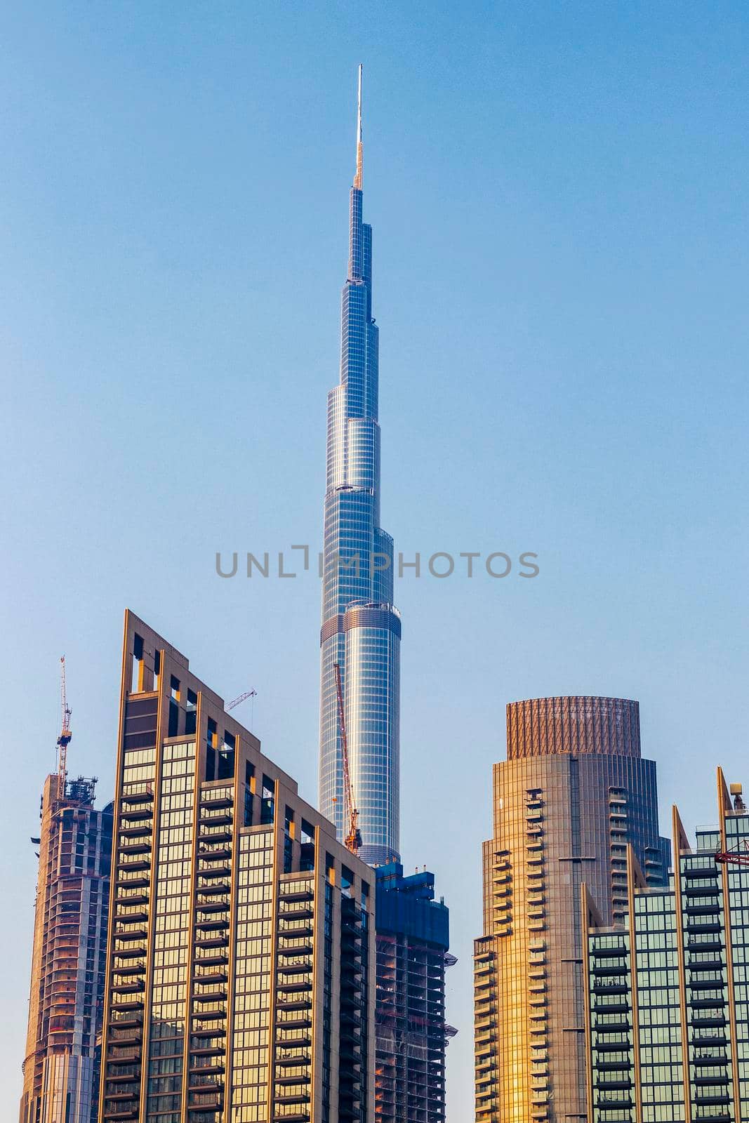 Dubai, UAE - 08.04.2021 - Burj Khalifa, tallest building in the world. Urban architecture by pazemin