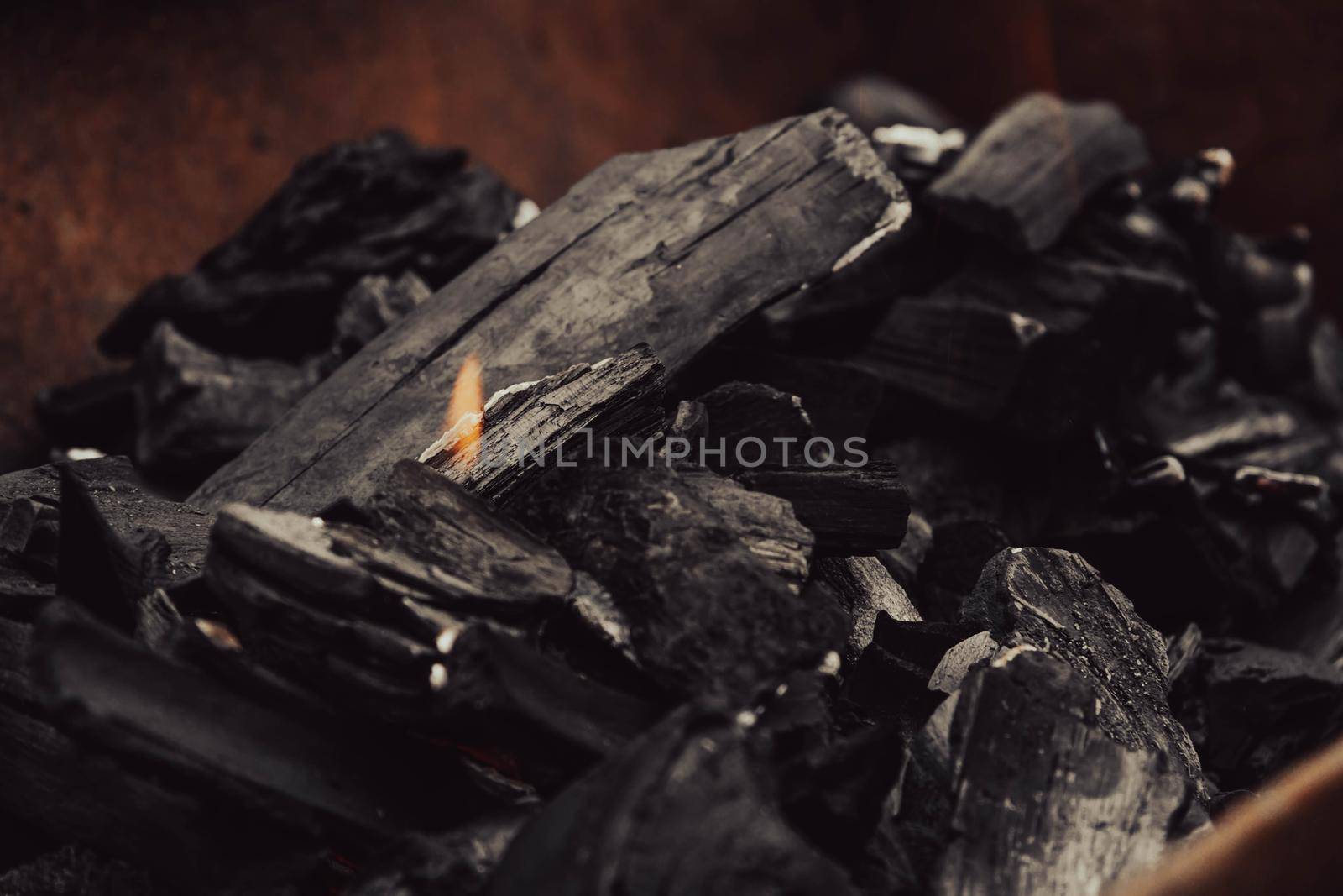 Wood burning. The rest of the hive. Burnt firewood. Ashes in the cauldron. by Verrone