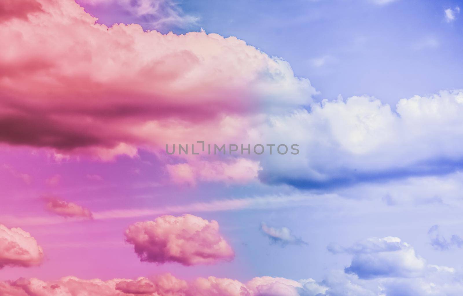 Magical dream, nature backdrop and spiritual holiday concept - Dreamy surreal sky as abstract art, fantasy pastel colours background for modern design