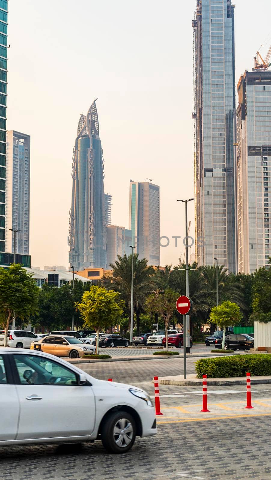 Dubai, UAE - 08.04.2021 - Modern towers Business bay district of Dubai. Urban architecture by pazemin