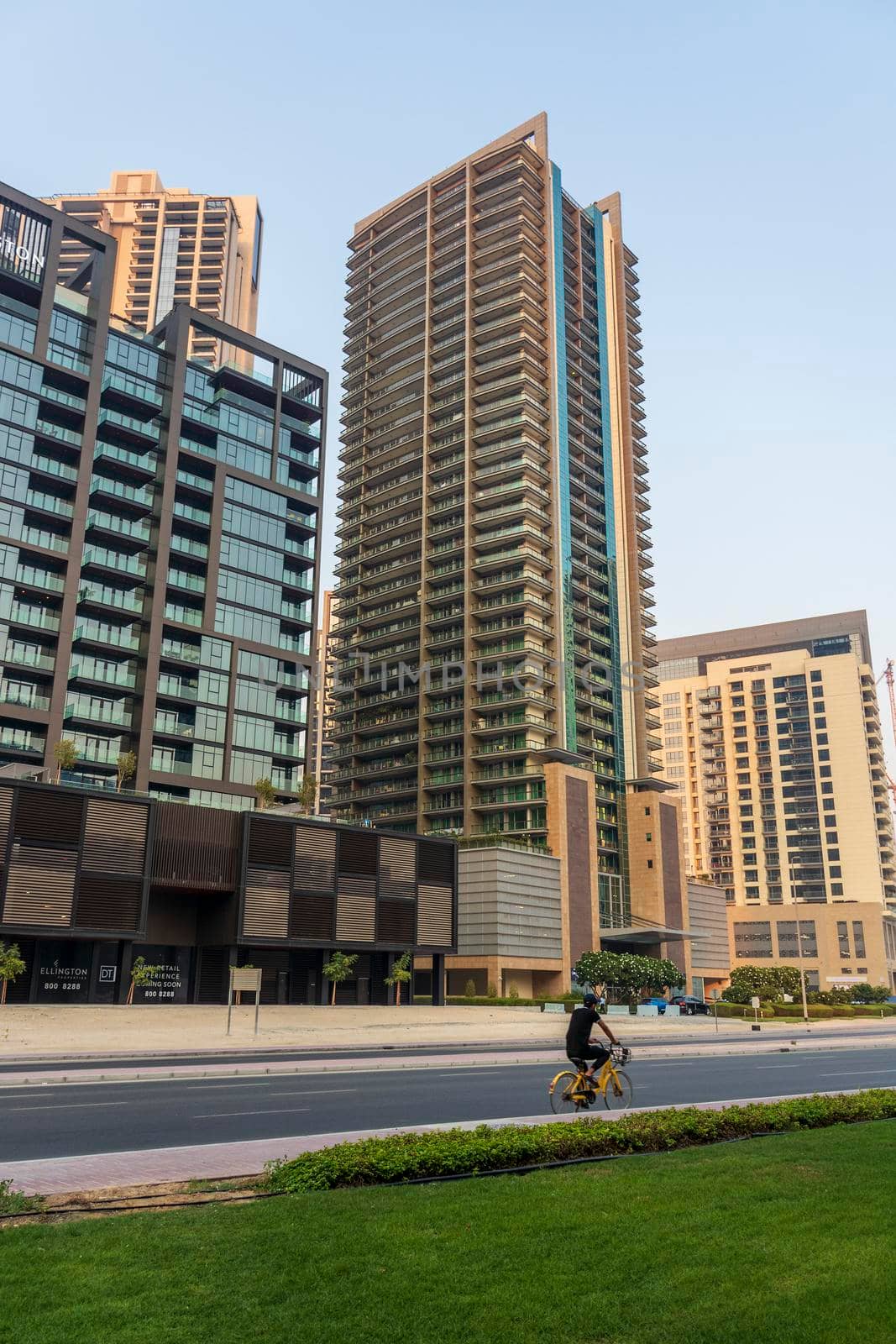 Dubai, UAE - 08.04.2021 - Modern towers Business bay district of Dubai. Urban architecture by pazemin