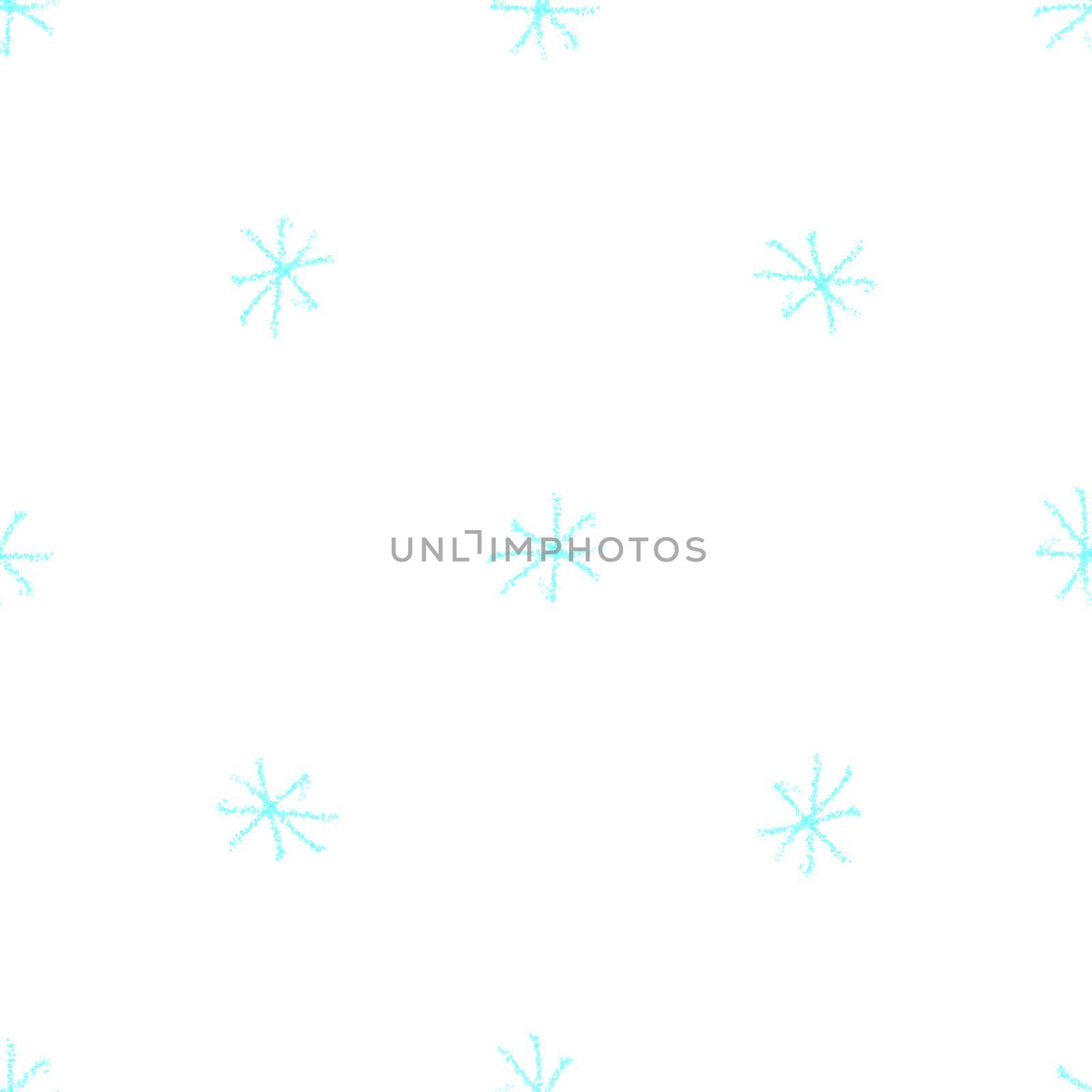 Hand Drawn Snowflakes Christmas Seamless Pattern. Subtle Flying Snow Flakes on chalk snowflakes Background. Amazing chalk handdrawn snow overlay. Delicate holiday season decoration.