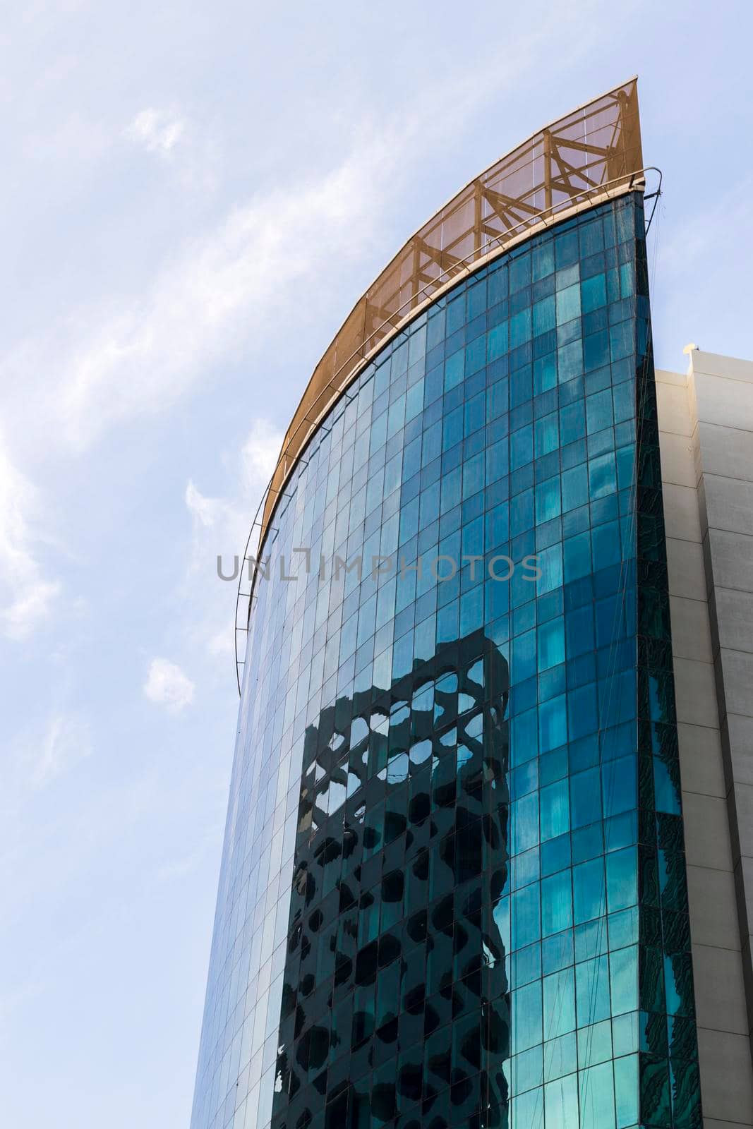 Dubai, UAE - 02.18.2021 Modern building of Business Bay district.