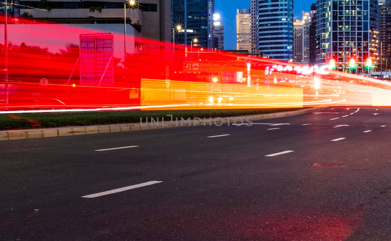 Dubai, UAE - 02.18.2021 Business Bay district, evening traffic.
