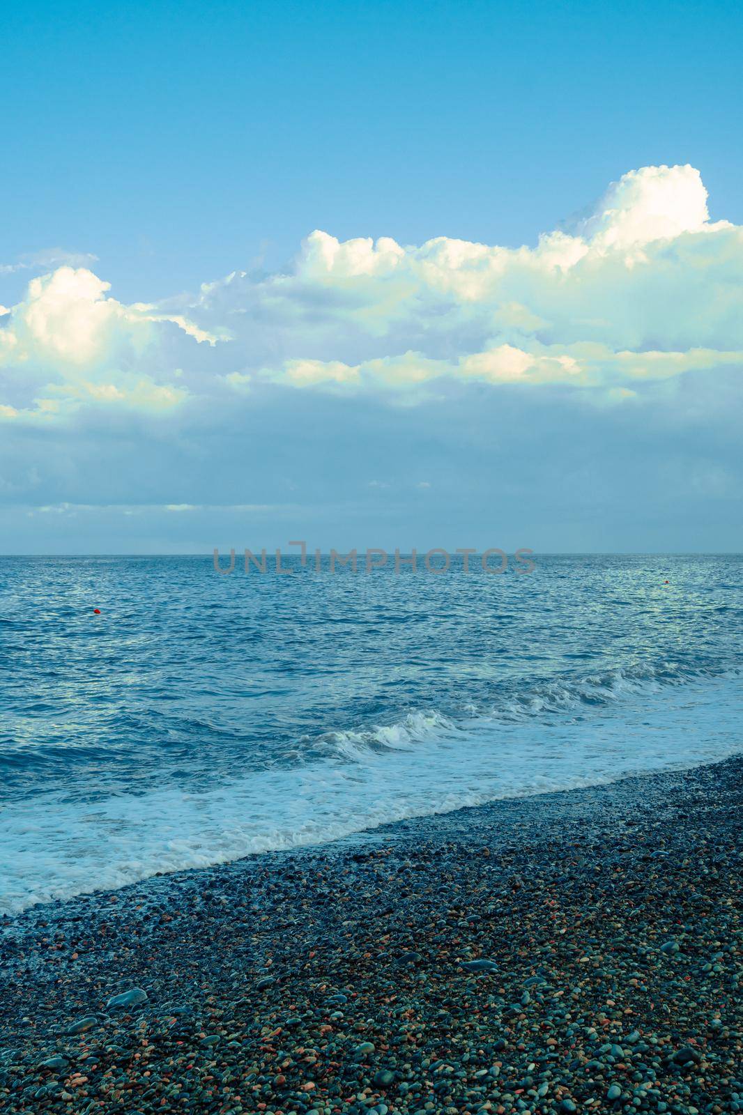 The Black Sea, the horizon, storm and waves.