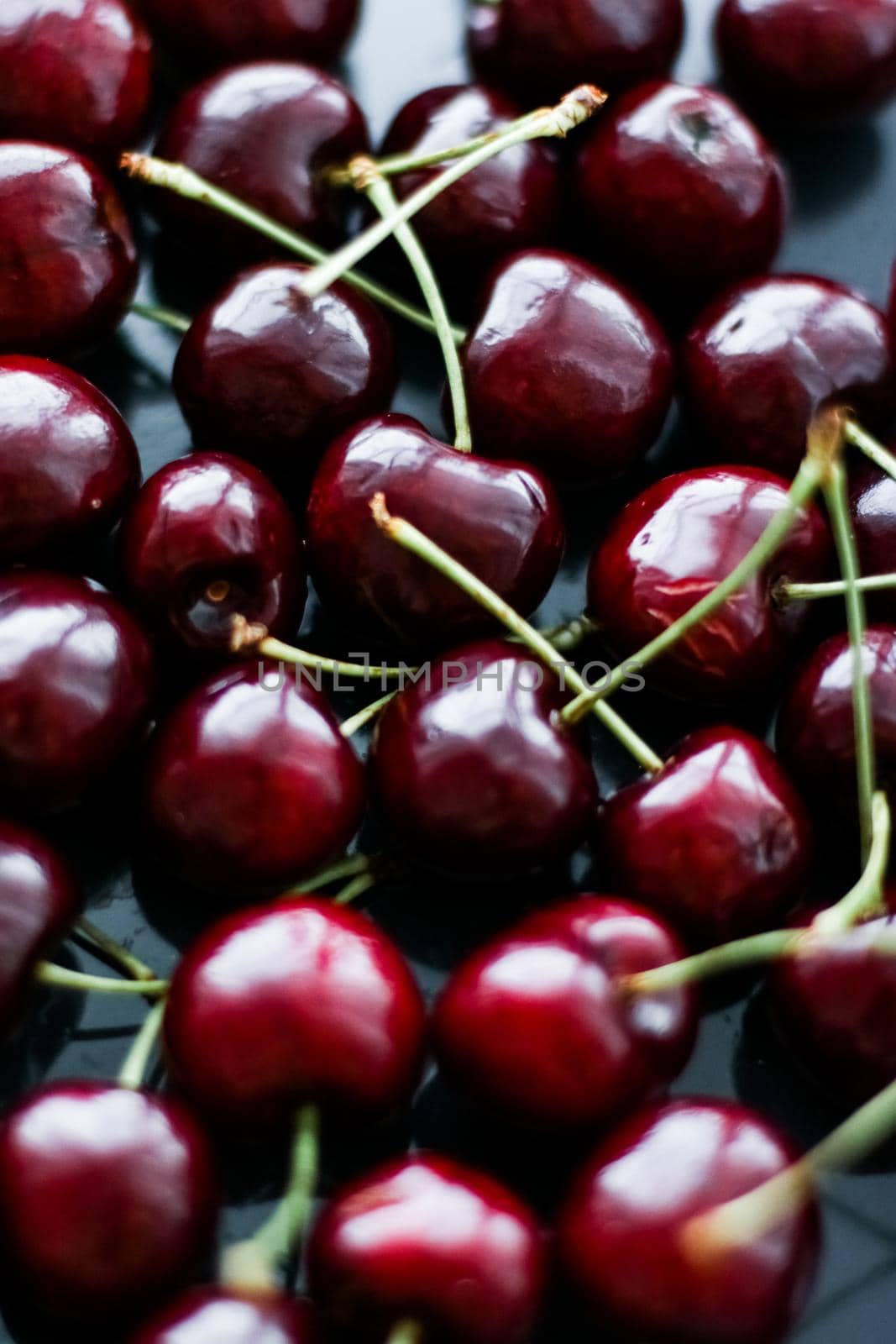 Fresh sweet cherries, juicy cherry berries fruit dessert as healthy diet background by Anneleven