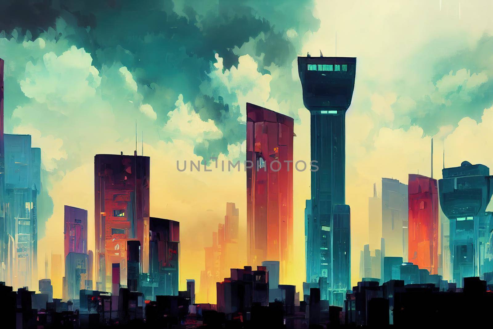 Lima abstract city 2d Anime illustration by 2ragon