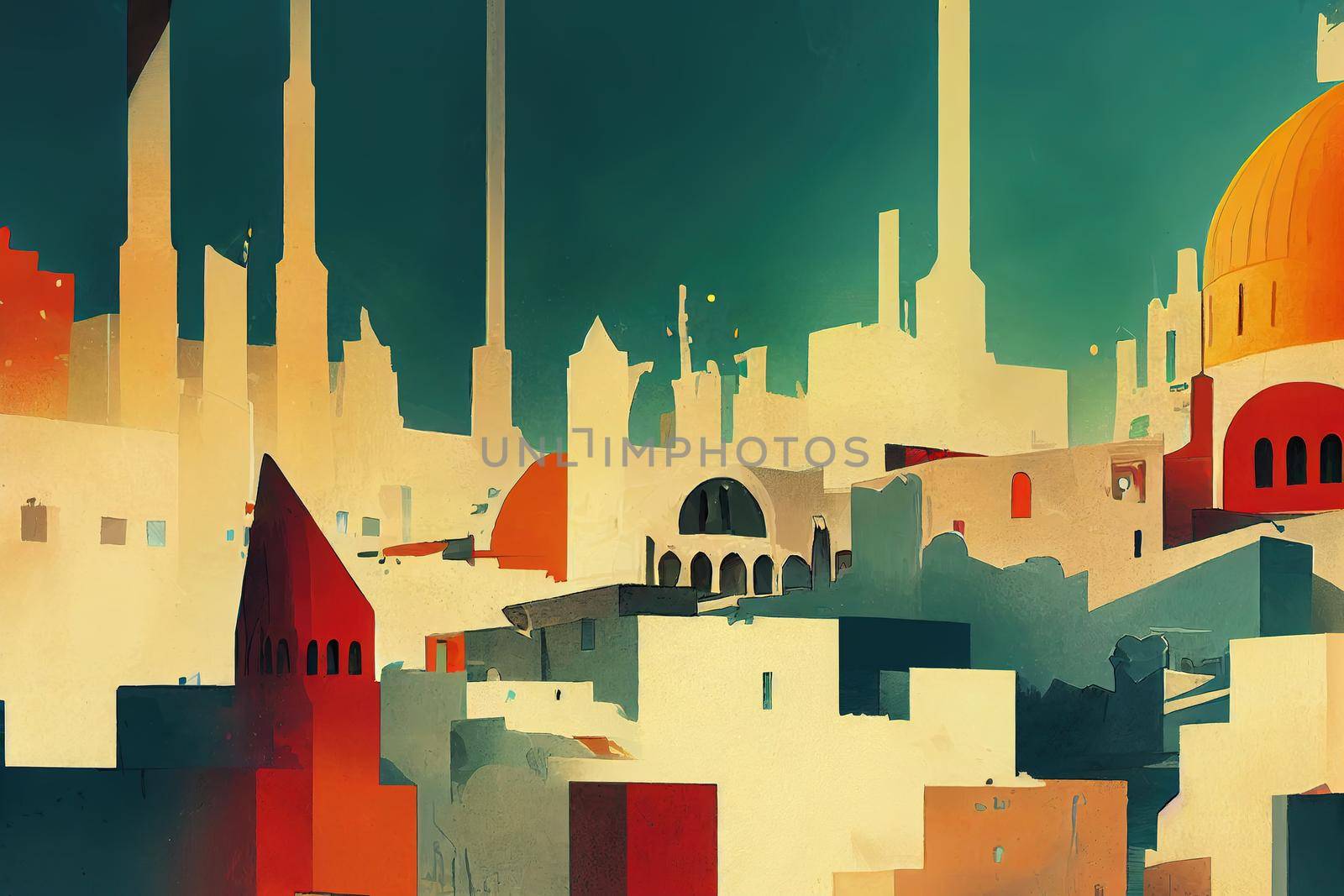 Juba abstract city 2d Anime illustration by 2ragon