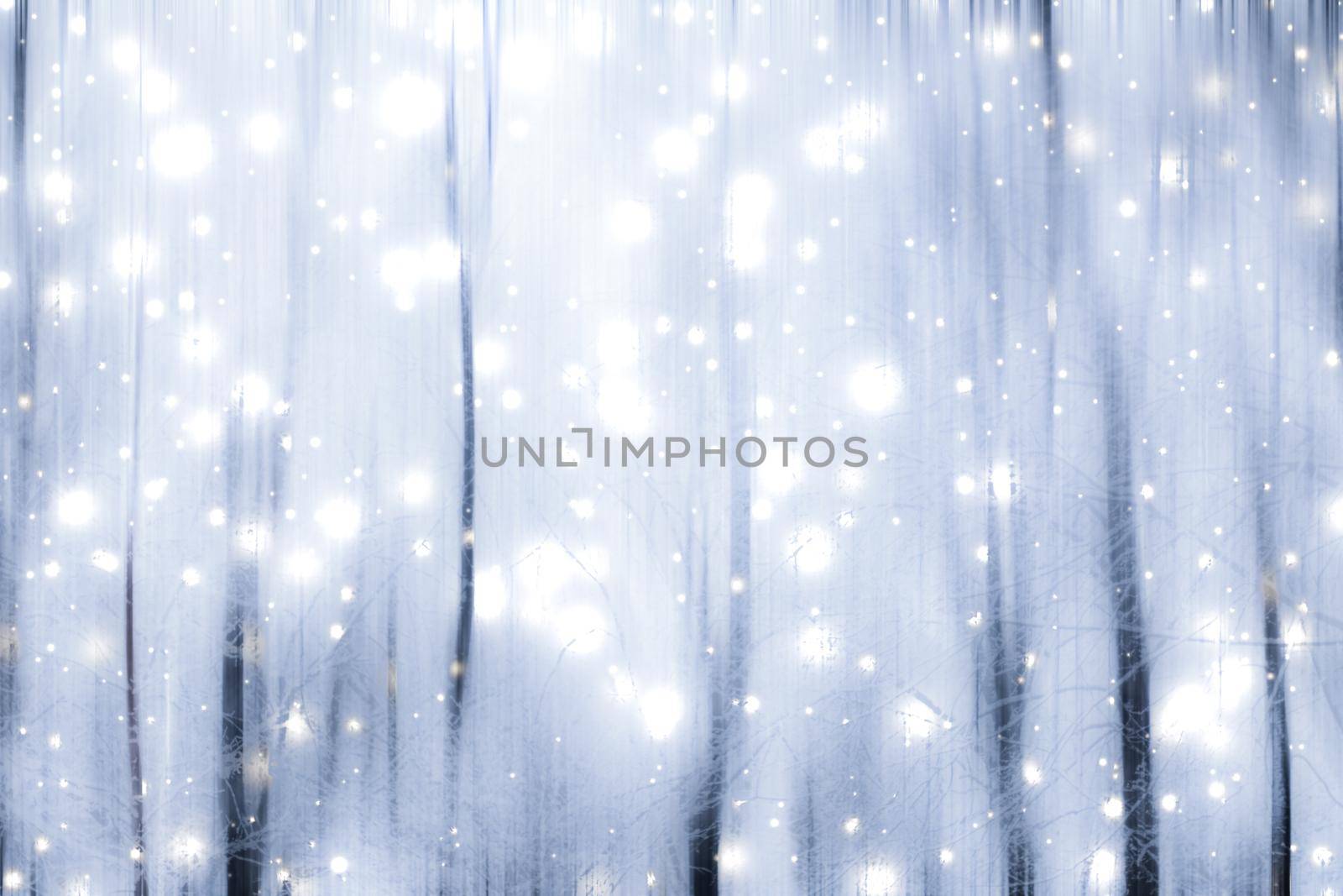 Winter season abstract nature art print and Christmas landscape holiday background, snowy magical forest as luxury brand postcard design backdrop by Anneleven