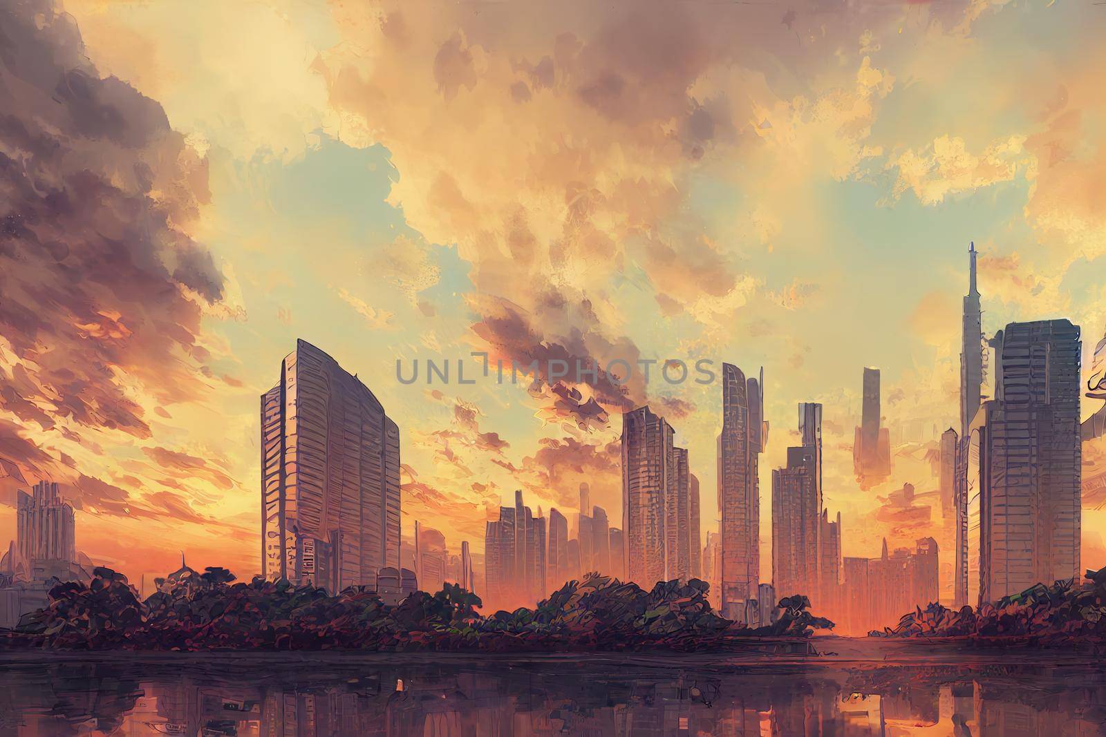 Luanda city 2d Anime illustration V2 High quality 2d illustration