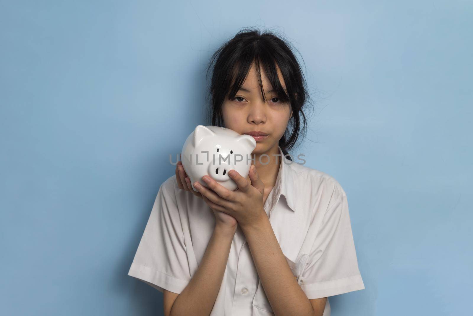 child asian finance economic investment wealth pig currency money business banking, cash success saving girl holding coin piggy bank. by aoo3771