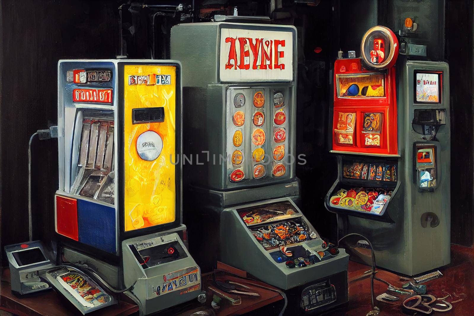 Coin, Vending, and Amusement Machine Servicers and Repairers ,Painting style V2 High quality 2d illustration