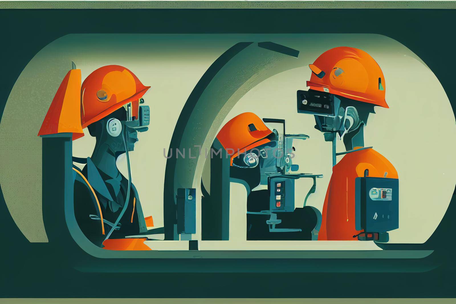 Combination Machine Tool Operators and Tenders, Metal and Plastic ,Cartoon illustration V1 High quality 2d illustration
