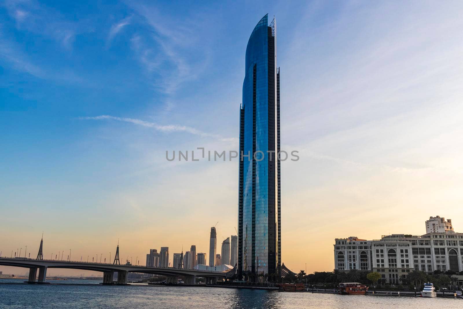 Dubai, UAE - 12.20.2021 Dubai D1 tower in Business bay crossing