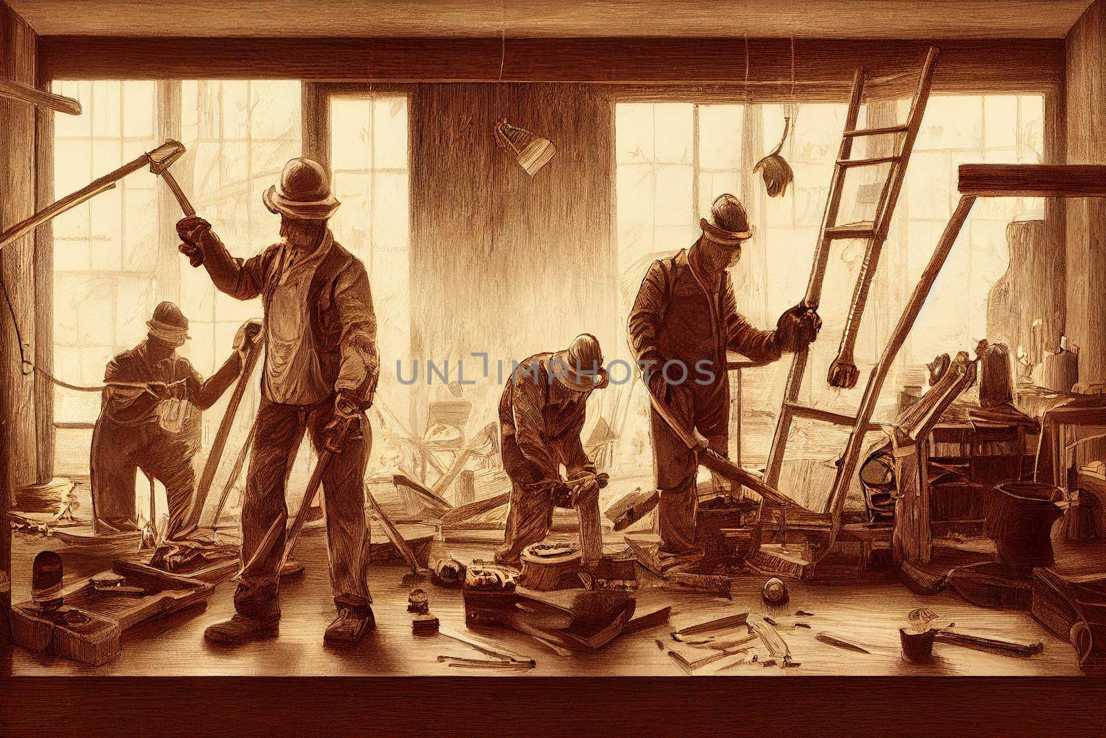 Carpenters ,Toon illustration V1 High quality 2d illustration