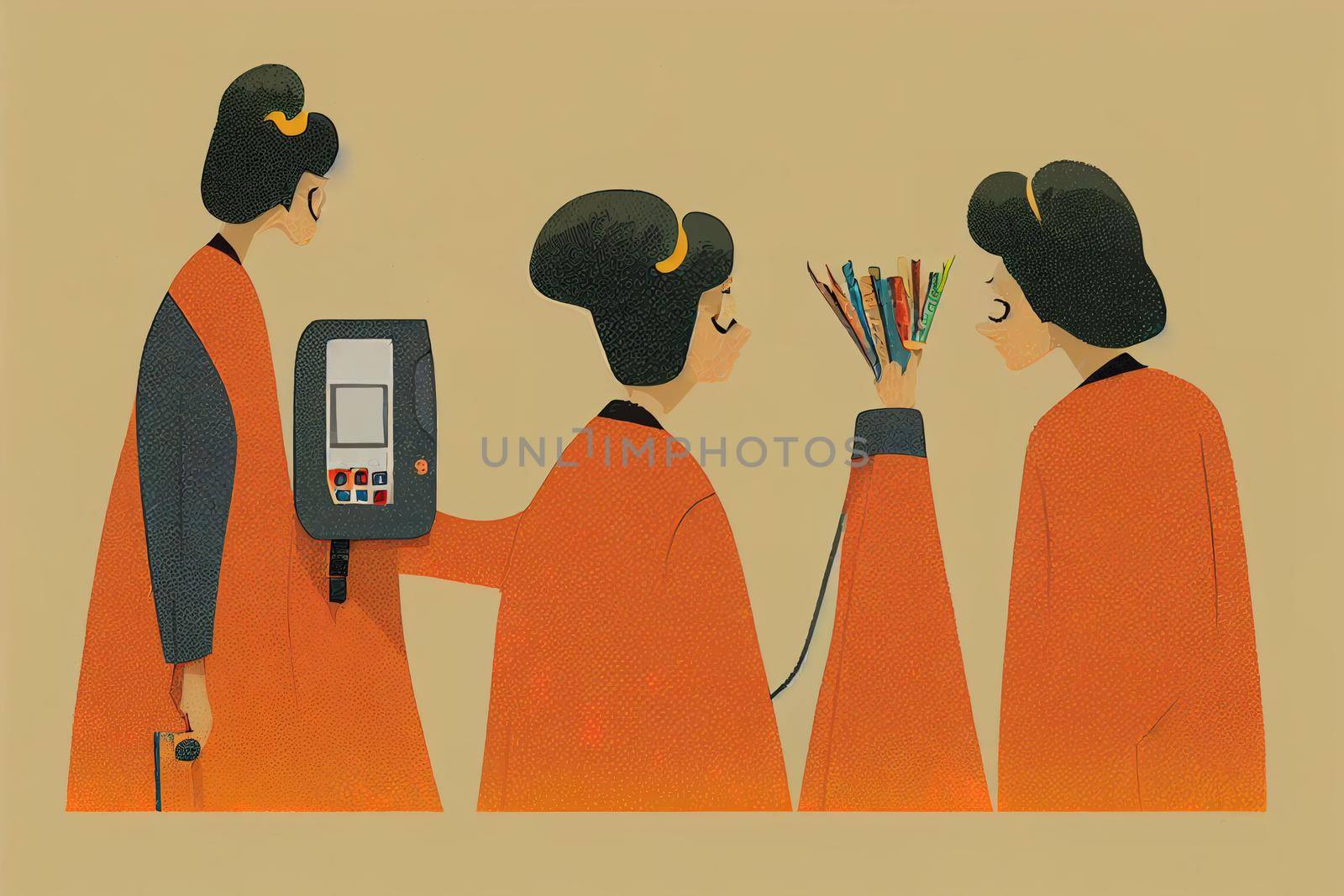 Cashiers ,Cartoon illustration V2 High quality 2d illustration
