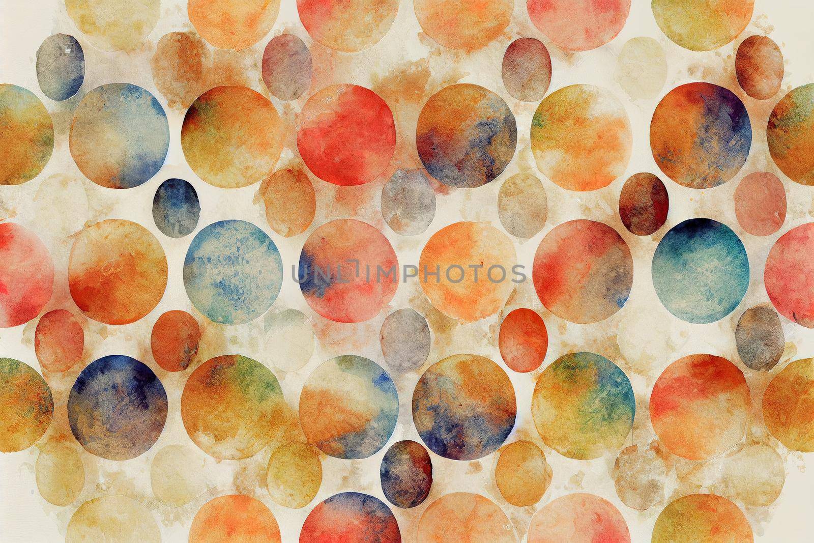 Watercolor seamless pattern with natural fall autumn in abstract style. Abstract circle art background. Vintage print. Texture paper. seamless pattern. Contemporary art.2d style, anime style --ar 16 V1 High quality 2d illustration