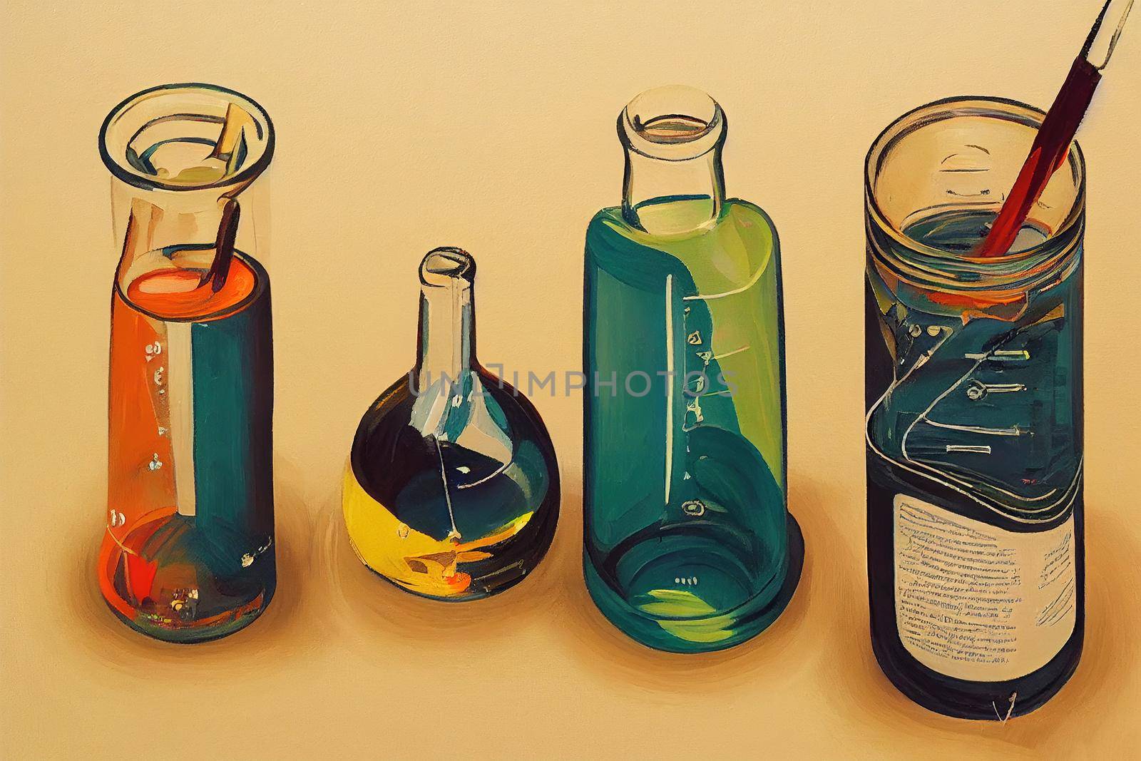 Chemistry Teachers, Postsecondary ,Painting style V1 High quality 2d illustration