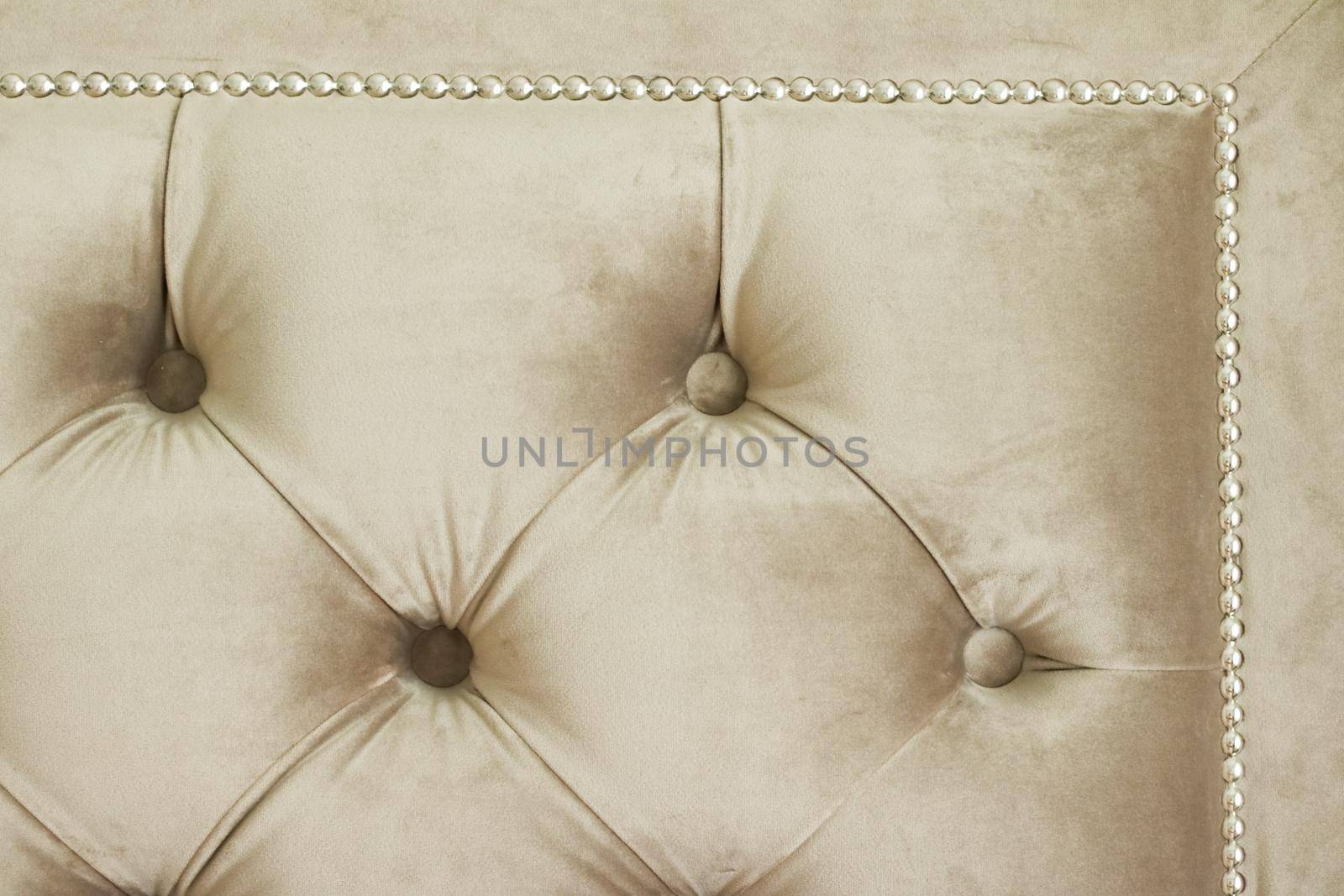 Furniture design, classic interior and royal vintage material concept - Luxury velour quilted sofa upholstery with buttons, elegant home decor texture and background