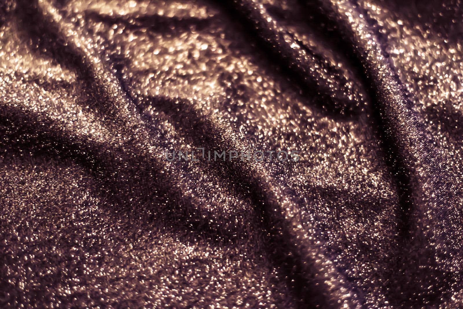 Copper holiday sparkling glitter abstract background, luxury shiny fabric material for glamour design and festive invitation by Anneleven