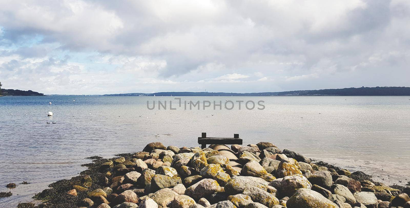 the view from stone island in the atlantic ocean with clody weather. High quality photo