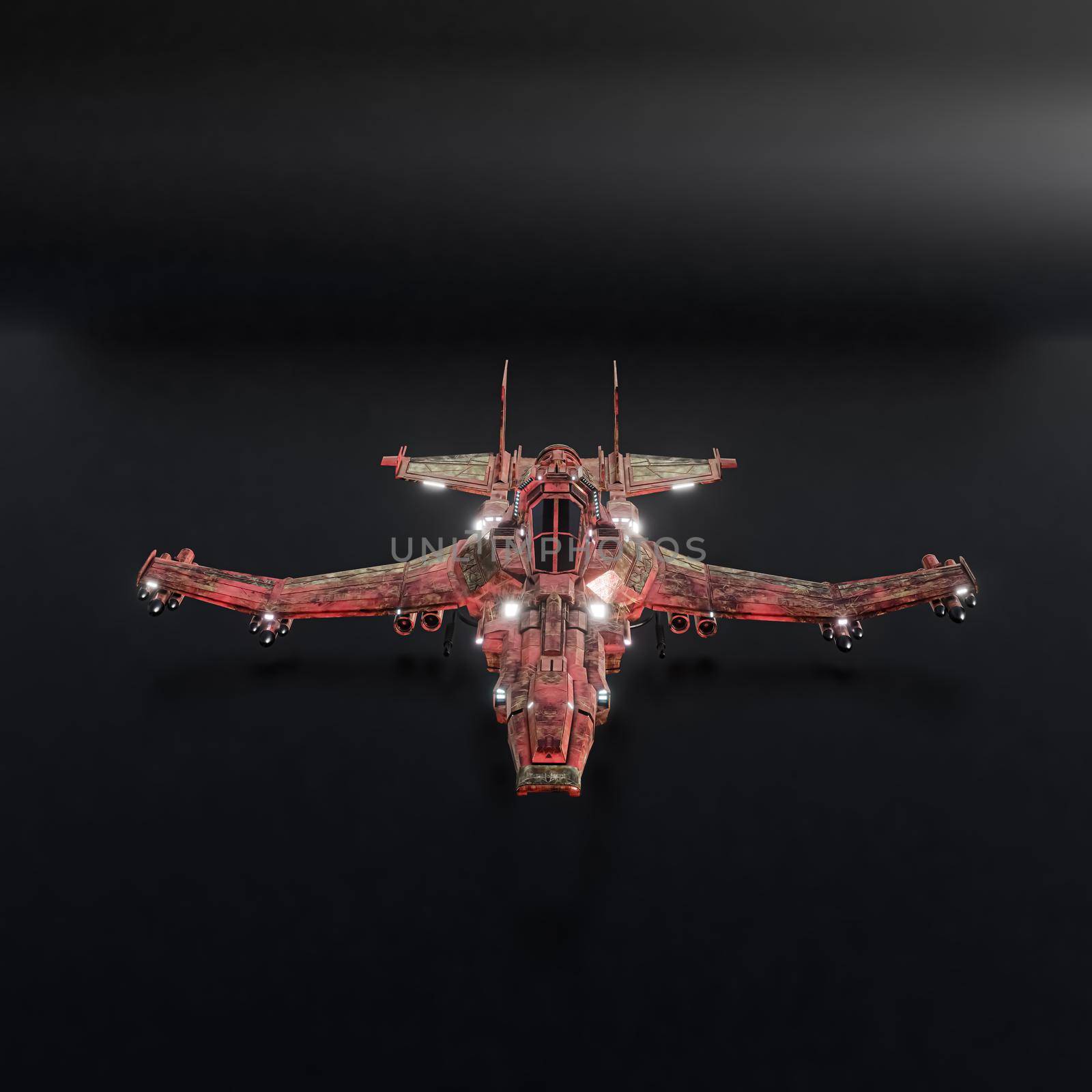 modern space fighter isolated on black background 3d illustration 