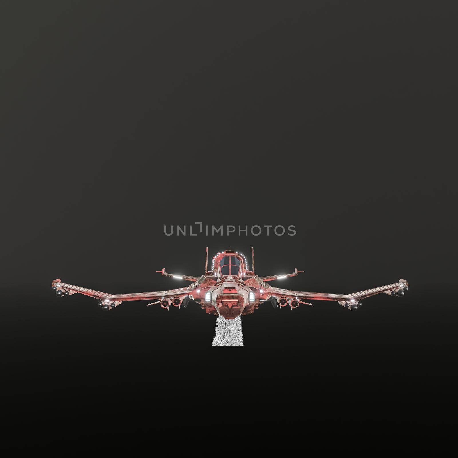 modern space fighter isolated on black background 3d illustration