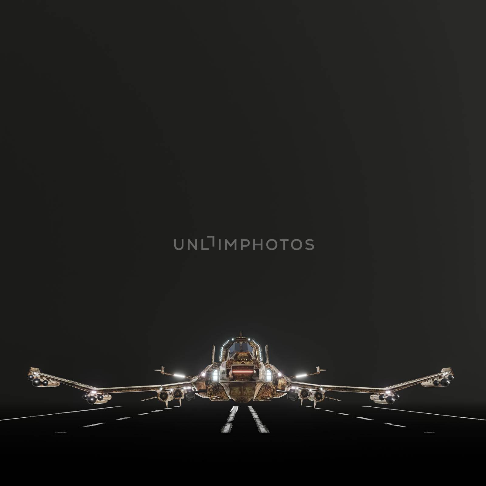 modern space fighter isolated on black background 3d illustration