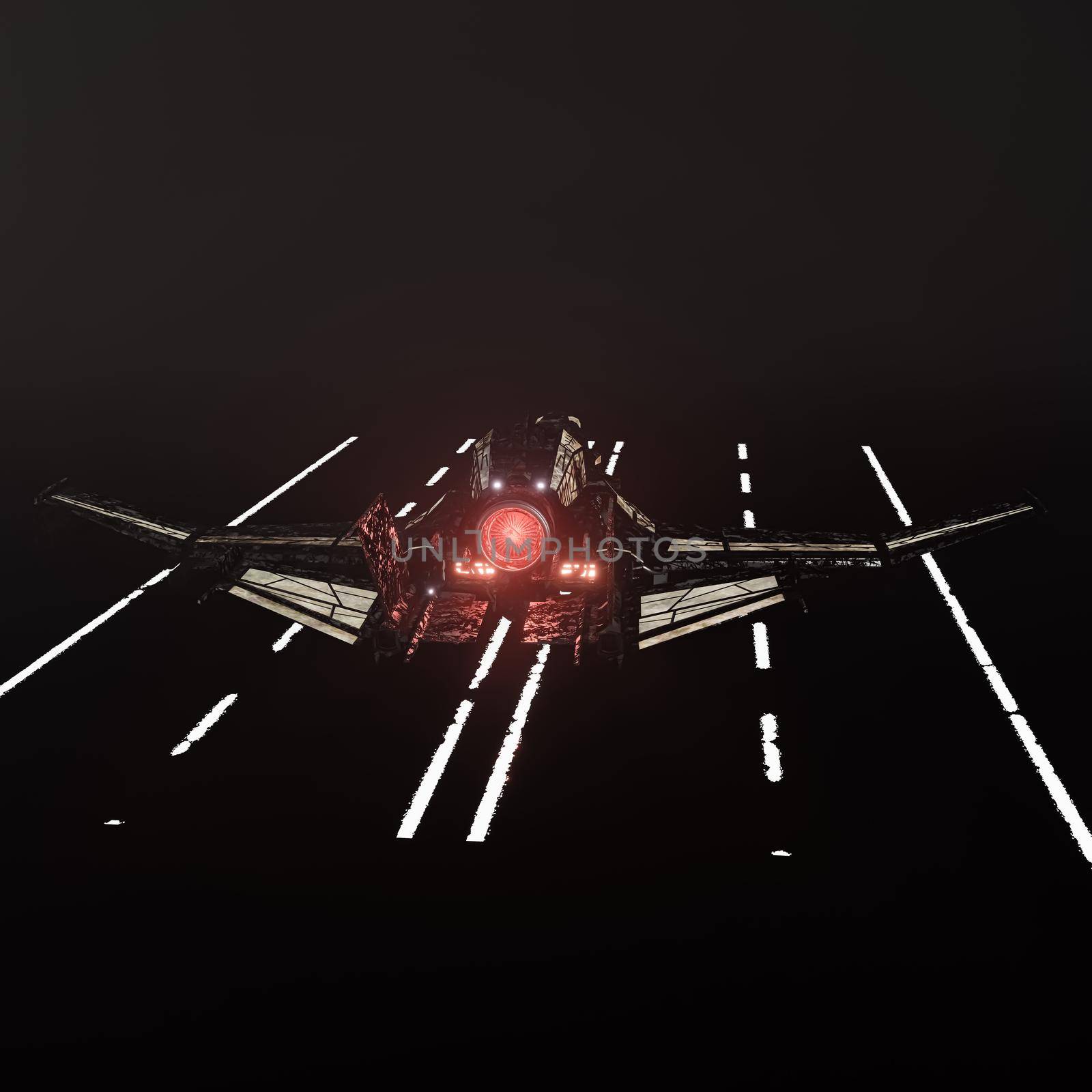 modern space fighter isolated on black background 3d illustration