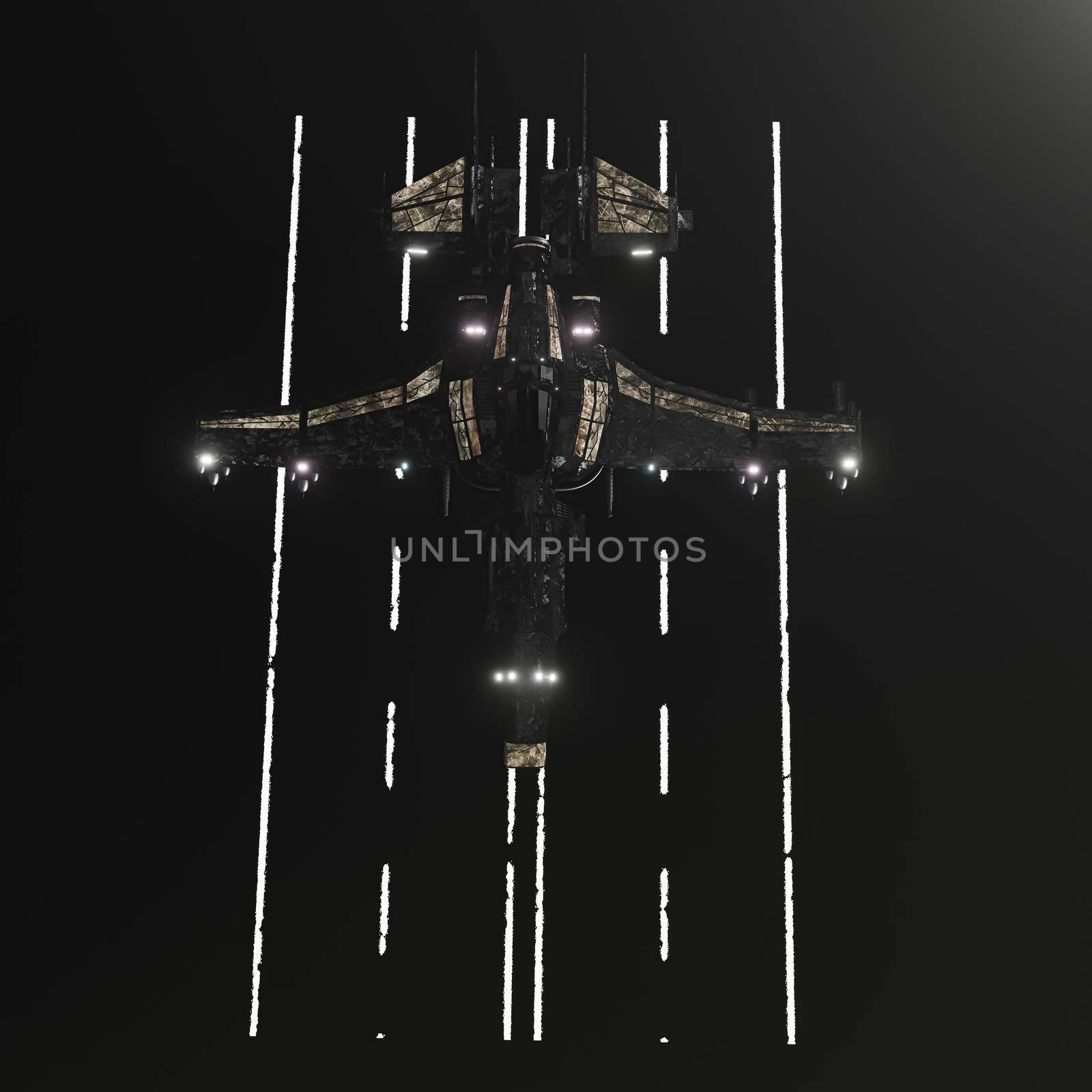 modern space fighter isolated on black background 3d illustration