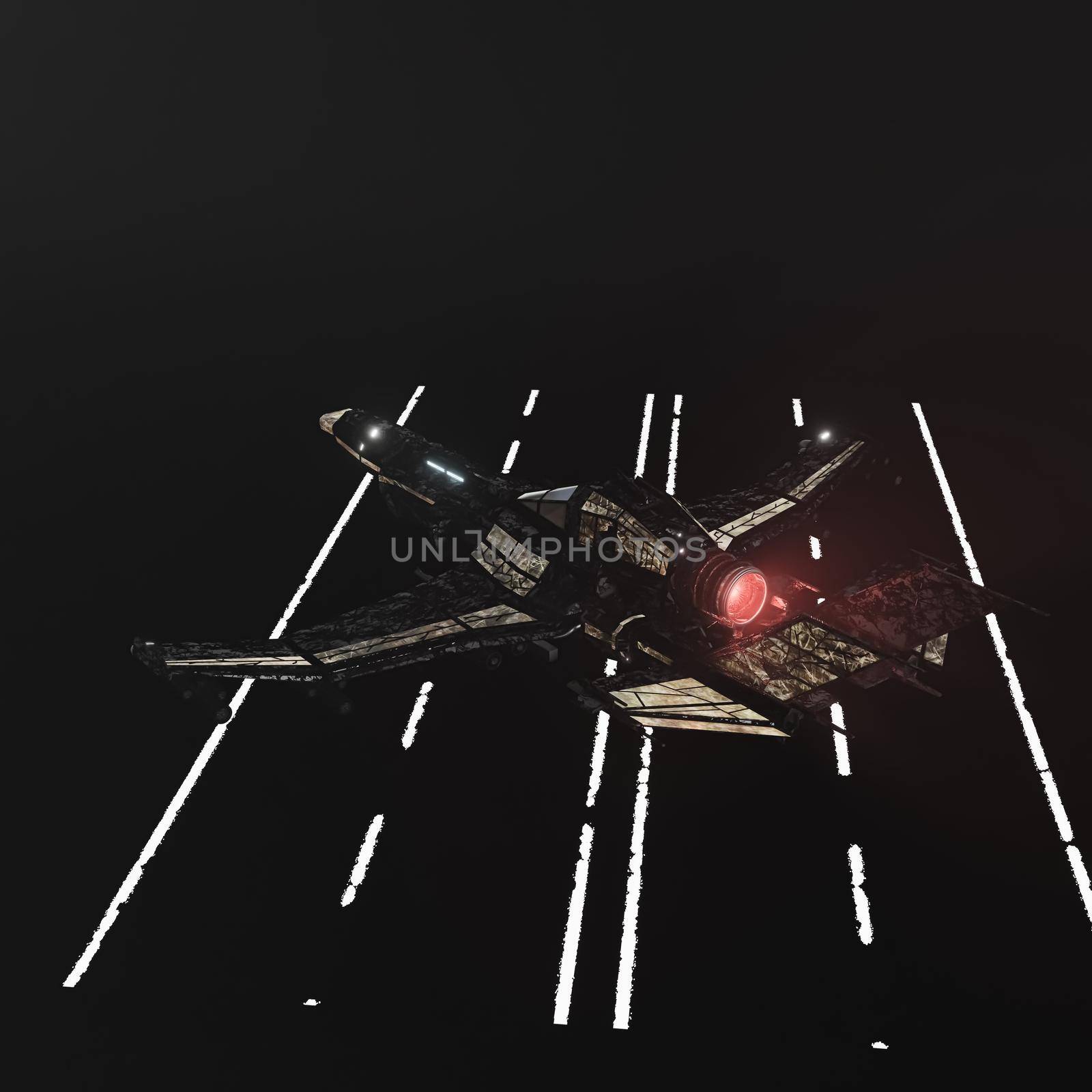 modern space fighter isolated on black background 3d illustration