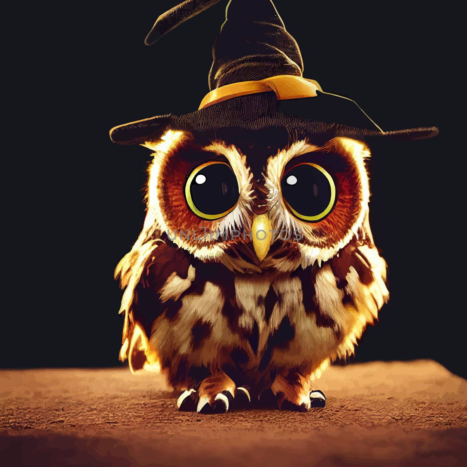animated illustration of a cute owl with hat, animated owl portrait by JpRamos