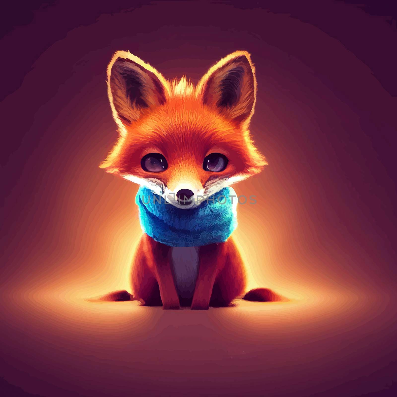 animated illustration of a cute fox, animated baby fox portrait by JpRamos