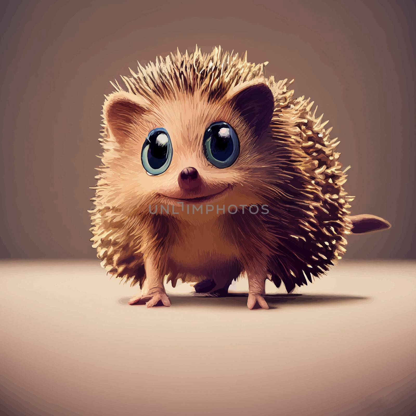animated illustration of a cute hedgehog, animated baby hedgehog portrait.