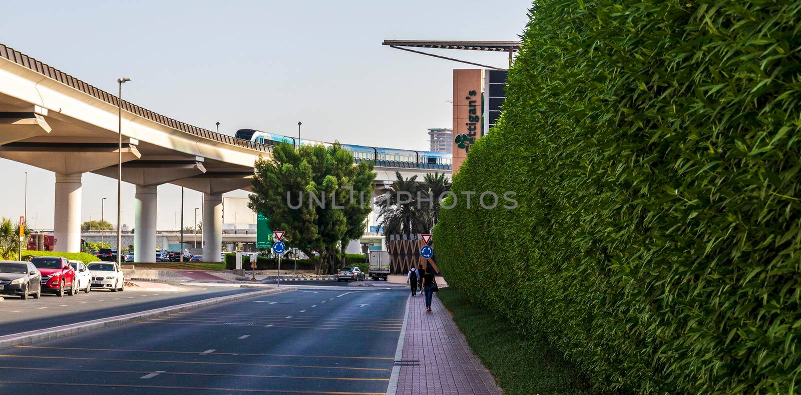 Dubai, UAE - 10.04.2021 Shot of a Dubai metro train